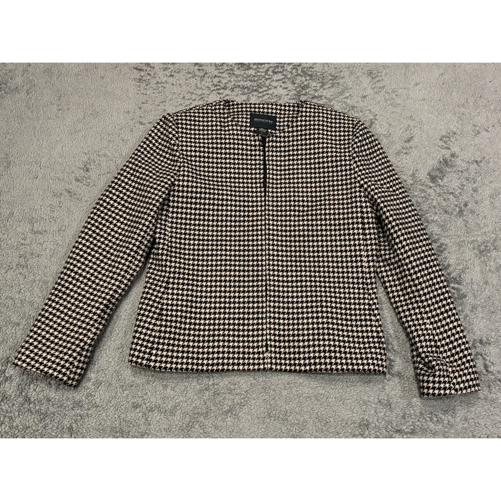 Bridgetown Collection Blazer Womens 6 Wool Blend Jacket Houndstooth Zip